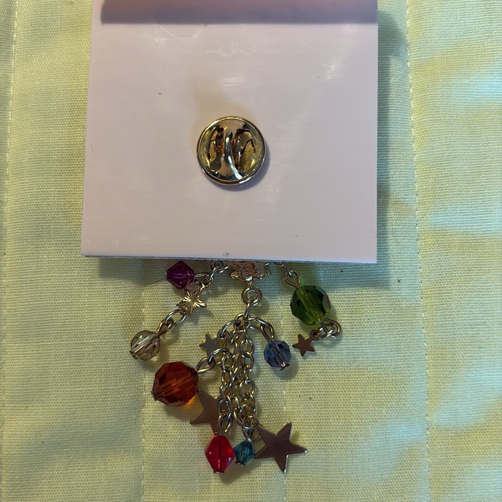 Vtg. KIRKS FOLLY Merlin Wizard Magician, gt w/red &multicolor dangles - Picture 4 of 5